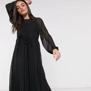 ASOS DESIGN textured mesh trapeze midi dress